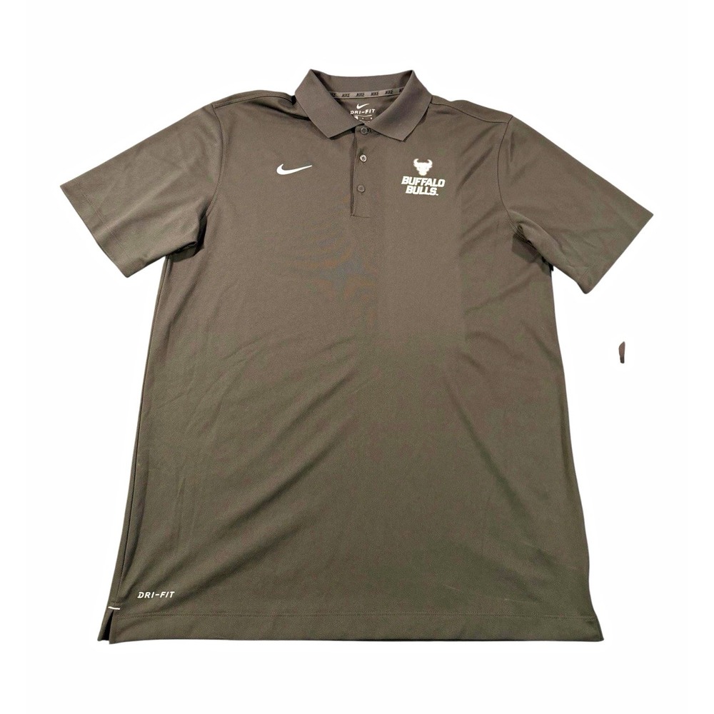 NWT Nike Dri-FIT Buffalo Bulls Polo Mens L Gray University at Buffalo NCAA